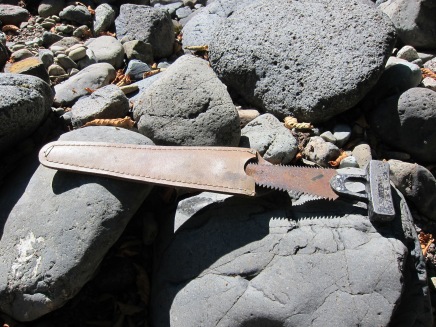 A saw found in creek bed