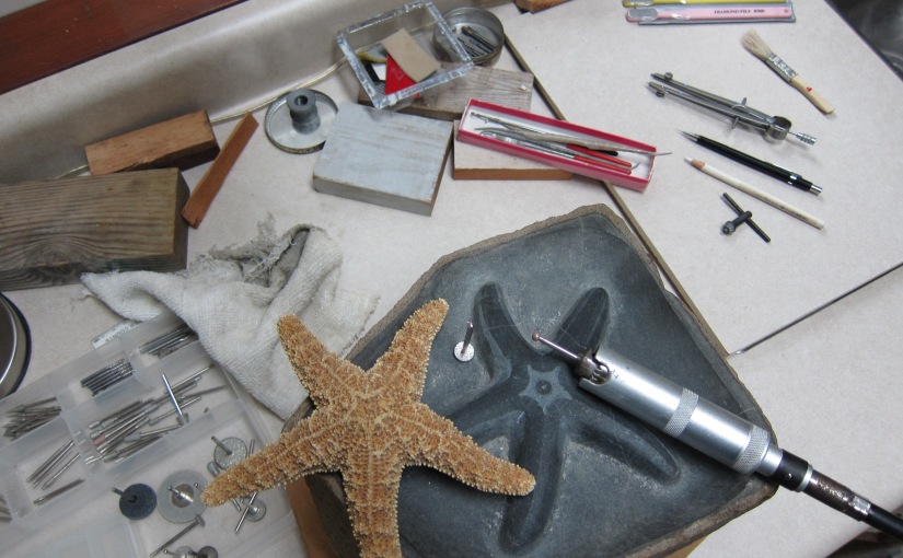 Basalt starfish carving – technical note on center detail